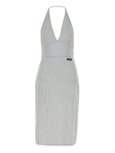 Miu Miu striped halterneck midi dress - White - zdjęcie produktu nr 1