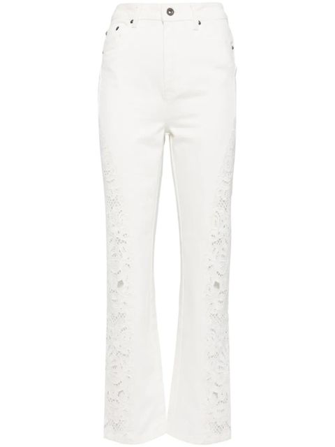 Self-Portrait embroidered cotton jeans - White - zdjęcie produktu nr 1