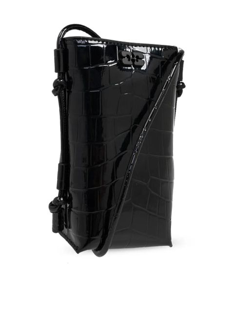 GANNI crocodile-effect cross body bag - Black