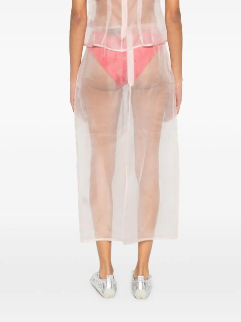 Simone Rocha sheer frayed column midi skirt - Pink