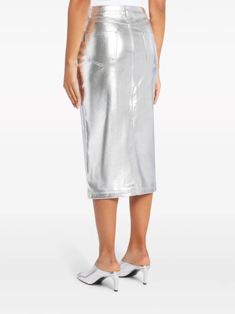 STAUD Oaklyn metallic-effect midi skirt - Silver - zdjęcie produktu nr 2