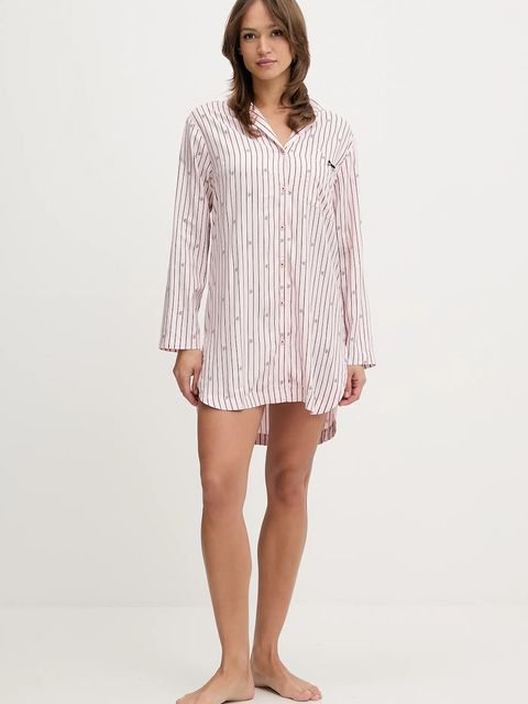 HUGO koszula nocna SARTORIAL SLEEPSHIRT damska kolor różowy 50556665 - zdjęcie produktu nr 2