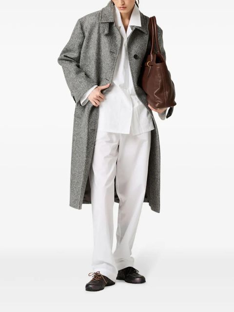 Miu Miu embroidered-logo poplin trousers - White - zdjęcie produktu nr 2