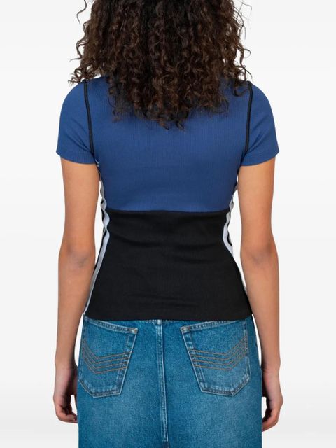 Jean Paul Gaultier ribbed panelled t-shirt - Blue