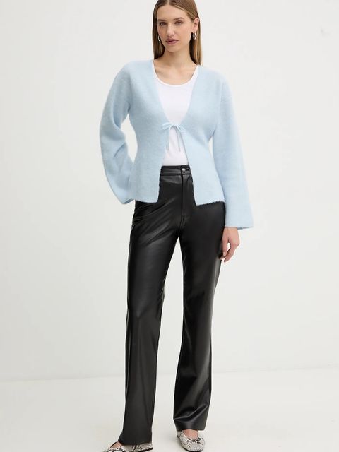 BOSS Orange kardigan z dodatkiem wełny damski kolor niebieski lekki 50548954