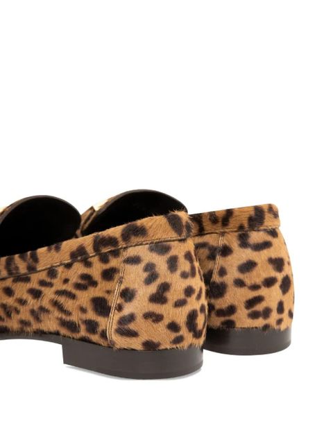 FENDI Baguette leopard buckle loafers - Brown