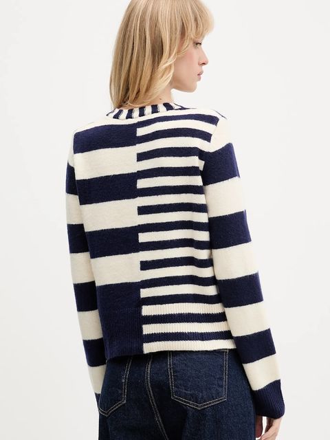 Desigual sweter z domieszką wełny MALMOE damski kolor granatowy lekki 25WWJF17