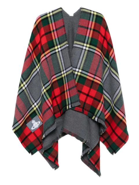 Vivienne Westwood tartan fringed poncho - Grey - zdjęcie produktu nr 1