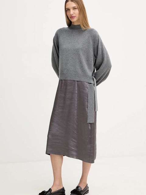 BOSS sukienka i sweter kolor szary midi dopasowana 50547867