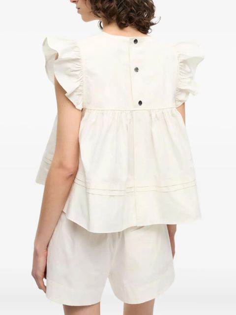 GANNI ruffle-detail top - White