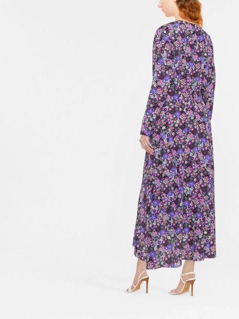 ISABEL MARANT floral-print long-sleeve maxi dress - Purple - zdjęcie produktu nr 2