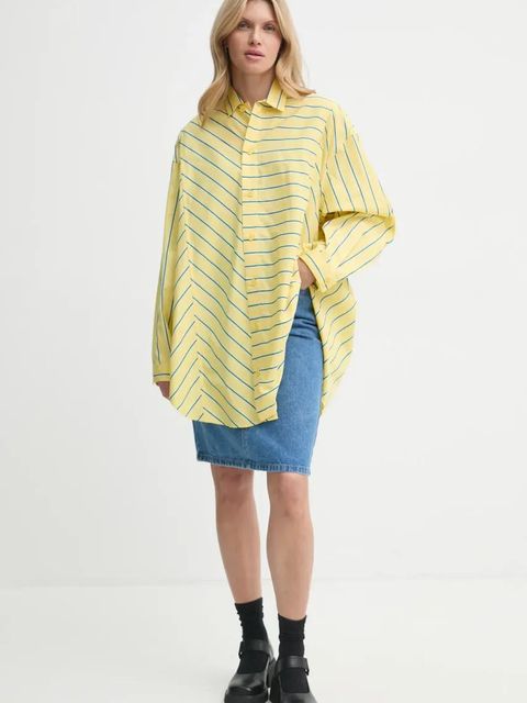 Sunnei koszula bawełniana kolor żółty relaxed z kołnierzykiem klasycznym RTWXSHR012