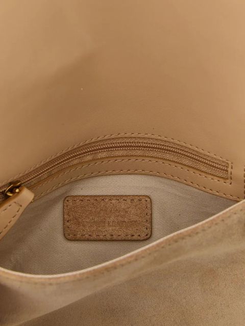 PINKO Love Click Soft Horizontal lamb suede mini clutch bag - Brown