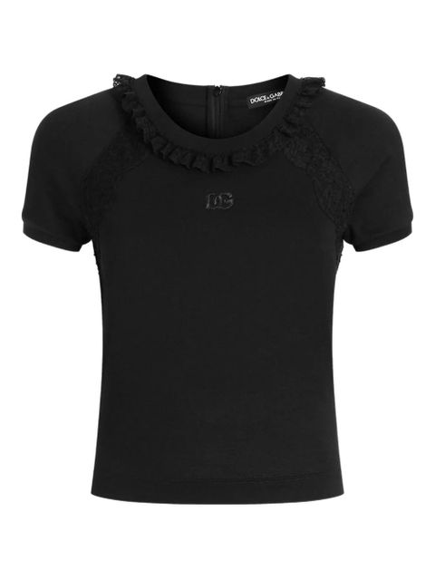 Dolce & Gabbana lace-detail T-shirt - Black - zdjęcie produktu nr 1