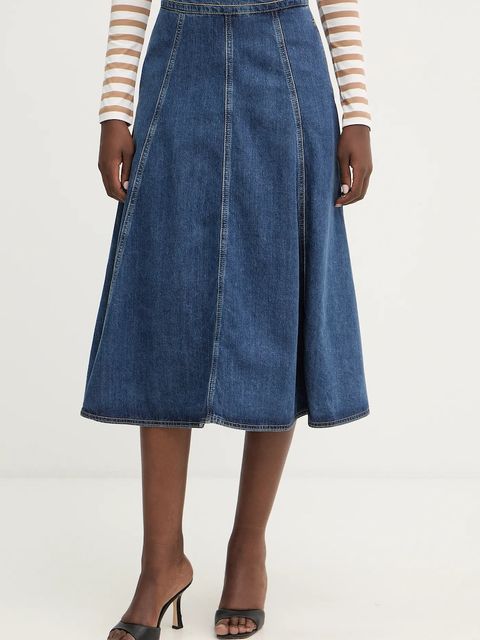 Karl Lagerfeld spódnica jeansowa FASHION DENIM kolor granatowy midi rozkloszowana B1W12014 - zdjęcie produktu nr 1