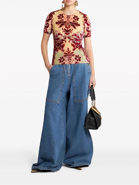 ETRO Pegaso-embroidery wide-leg jeans - Blue