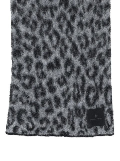 ANINE BING leopard-print wool scarf - Grey - zdjęcie produktu nr 2
