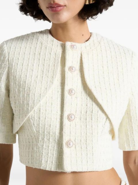 Manière De Voir Alba curve-detail tweed top - Neutrals