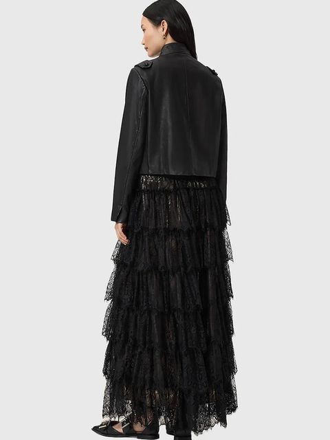 AllSaints spódnica kolor czarny maxi rozkloszowana W069RD
