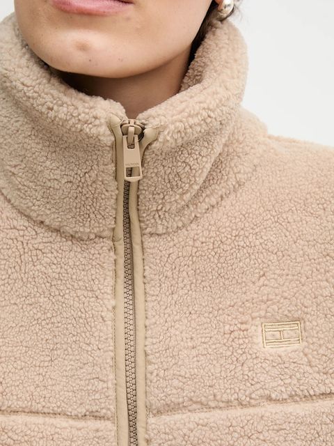 Tommy Hilfiger bluza polarowa damska kolor beżowy gładka WW0WW48260