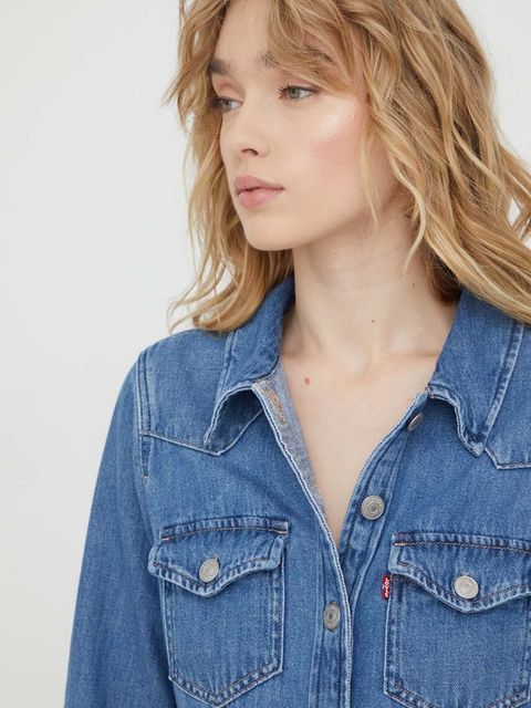 Levi's sukienka jeansowa kolor niebieski mini prosta