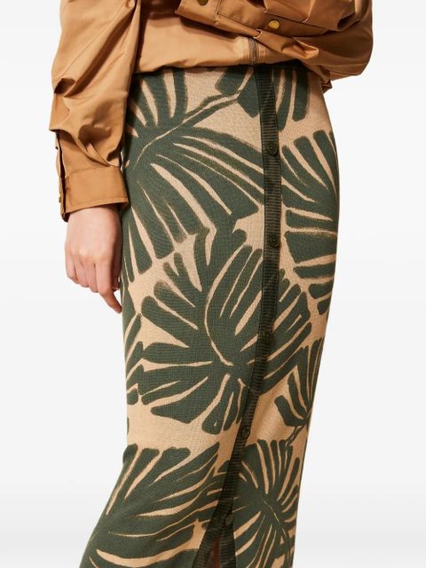TWINSET leaf-print midi skirt - Neutrals