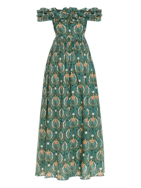 Agua By Agua Bendita Espliego Lunar cotton maxi dress - Green