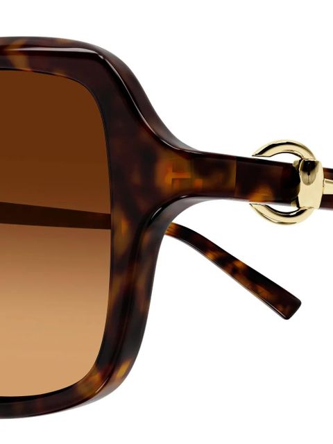 Gucci Eyewear horsebit-detail square-frame sunglasses - Brown