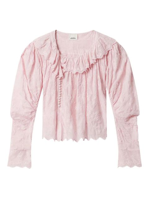 ISABEL MARANT Zelly ruffled embroidered top - Pink - zdjęcie produktu nr 1