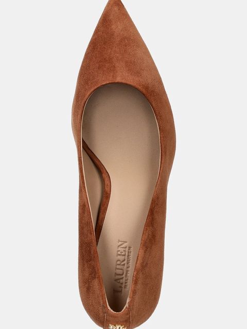 Lauren Ralph Lauren czółenka zamszowe Lanette Blkh kolor brązowy na słupku 802967743002