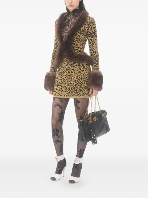 Valentino Garavani leopard-print lurex miniskirt - Yellow