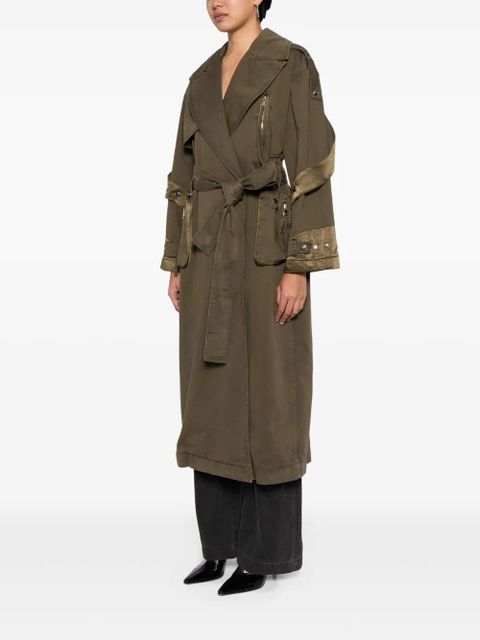 Blumarine panelled belted cotton trench coat - Green - zdjęcie produktu nr 2