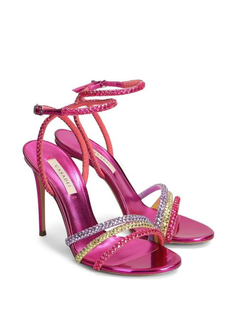 Casadei 140 Andromeda crystal-embellished heeled sandals - Pink