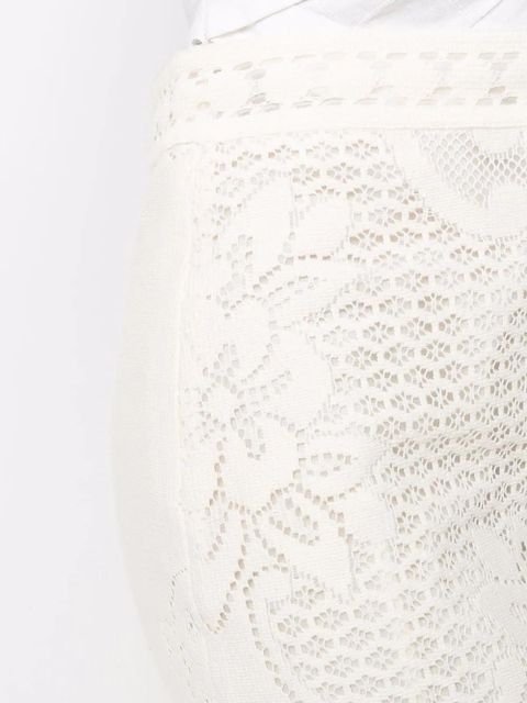 Valentino Garavani high-waisted heavy lace skirt - Neutrals