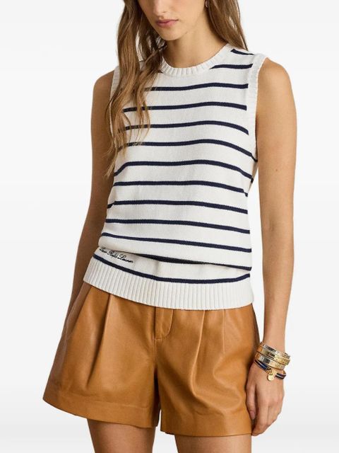 Lauren Ralph Lauren striped sleeveless sweater - White