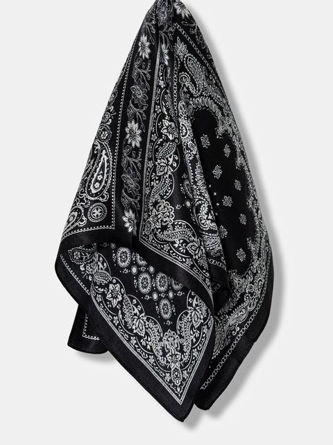 Answear.LAB apaszka jedwabna damska kolor czarny wzorzysta