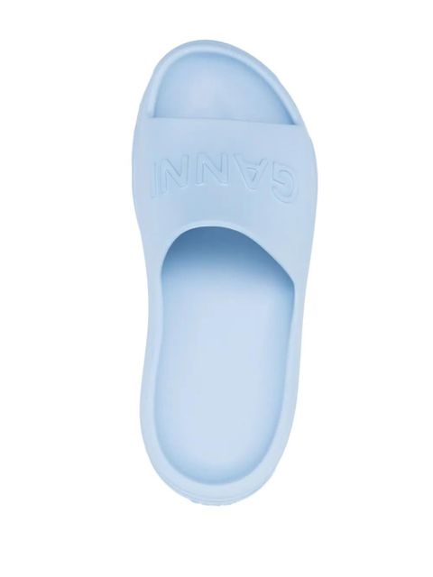 GANNI logo-embossed slides - Blue