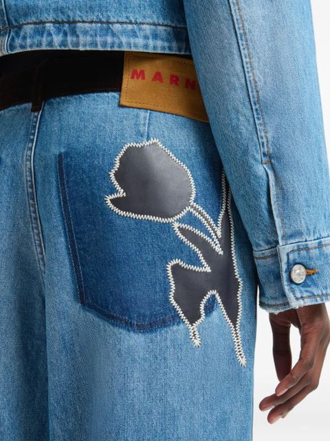 Marni tulip-patch jeans - Blue
