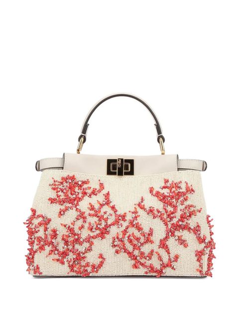 FENDI Peekaboo coral embellished top handle mini bag - Neutrals - zdjęcie produktu nr 2