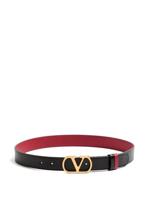 Valentino Garavani VLogo Signature reversible shiny calfskin belt - 30mm / 1.2 in. - Black - zdjęcie produktu nr 1