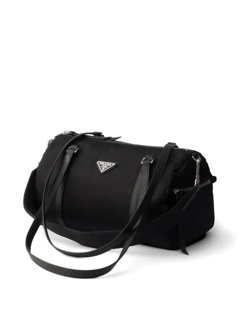 Prada large Re-Nylon and Saffiano leather duffel bag - Black