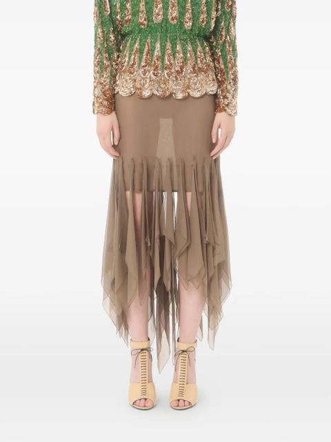 Valentino Garavani asymmetrical chiffon skirt - Green