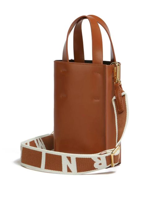 Marni nano Museo leather tote bag - Brown