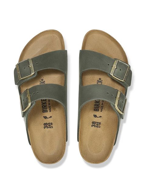 Birkenstock klapki skórzane Arizona damskie kolor zielony 1027948