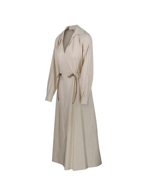 Max Mara drawstring-fastening V-neck midi dress - Neutrals