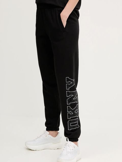 Dkny spodnie dresowe damskie kolor czarny z aplikacją DP5P3737