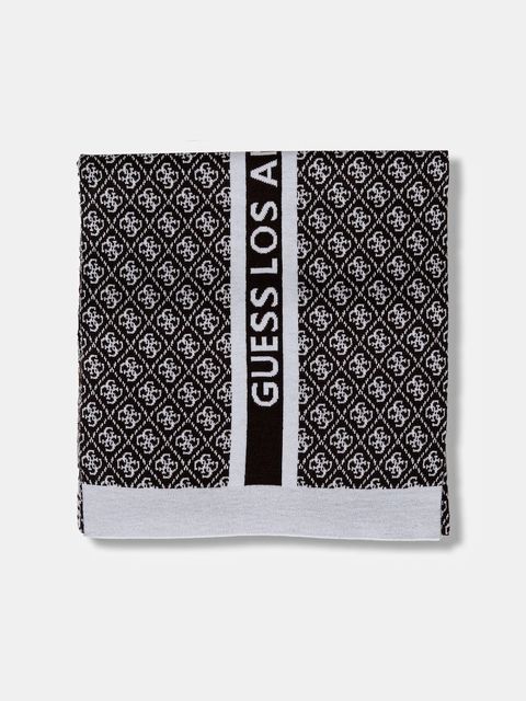 Guess szalik z domieszką wełny SEVYN kolor brązowy wzorzysty W4BZ22 Z3JD2