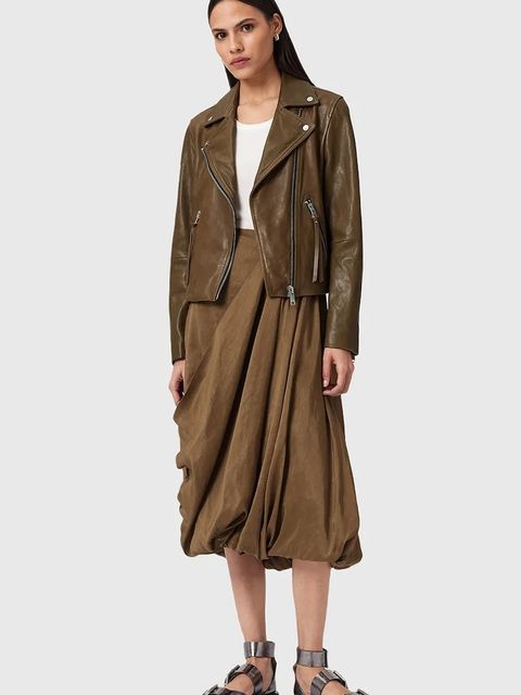 AllSaints kurtka skórzana DALBY BIKER damska kolor brązowy W099LB