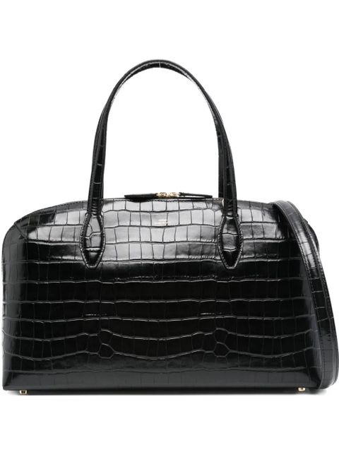 TOTEME medium Day croc-embossed tote bag - Black - zdjęcie produktu nr 1