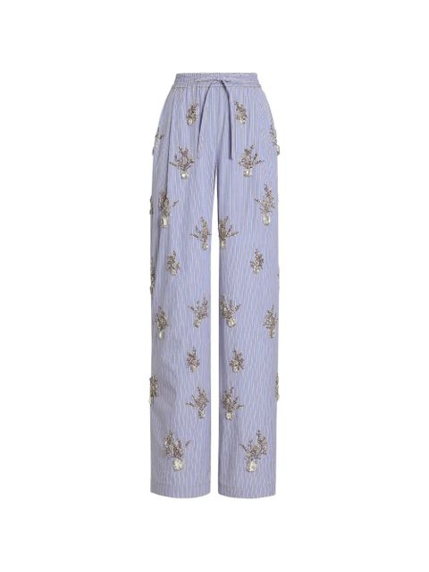 Dolce & Gabbana poplin trousers with floral embroidery - Blue - zdjęcie produktu nr 1